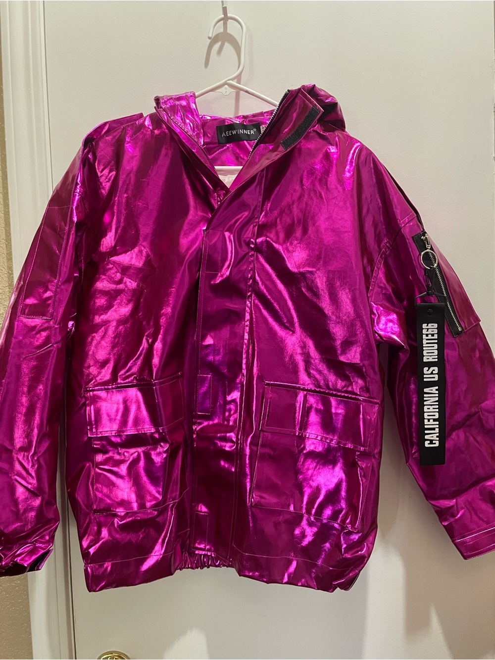 Metallic Pink Hooded Jacket